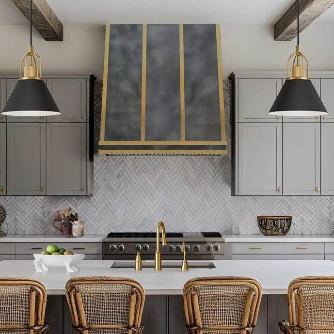 Fobest Custom Zinc Range Hood with Brass Straps FSS-248-Stainless Steel Range Hood-Fobest