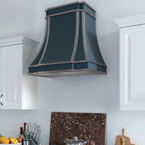 Fobest Dark Blue Stainless Steel Range Hood with Silver Trim SS-63-Stainless Steel Range Hood-Fobest