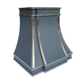 Fobest Dark Blue Stainless Steel Range Hood with Silver Trim SS-63-Stainless Steel Range Hood-Fobest