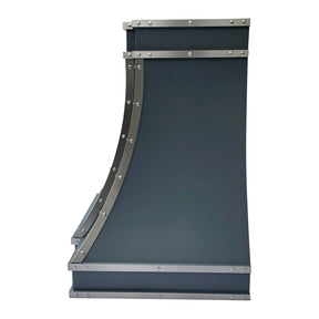 Fobest Dark Blue Stainless Steel Range Hood with Silver Trim SS-63-Stainless Steel Range Hood-Fobest