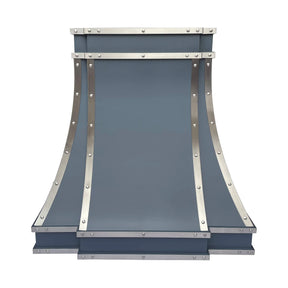 Fobest Dark Blue Stainless Steel Range Hood with Silver Trim SS-63-Stainless Steel Range Hood-Fobest