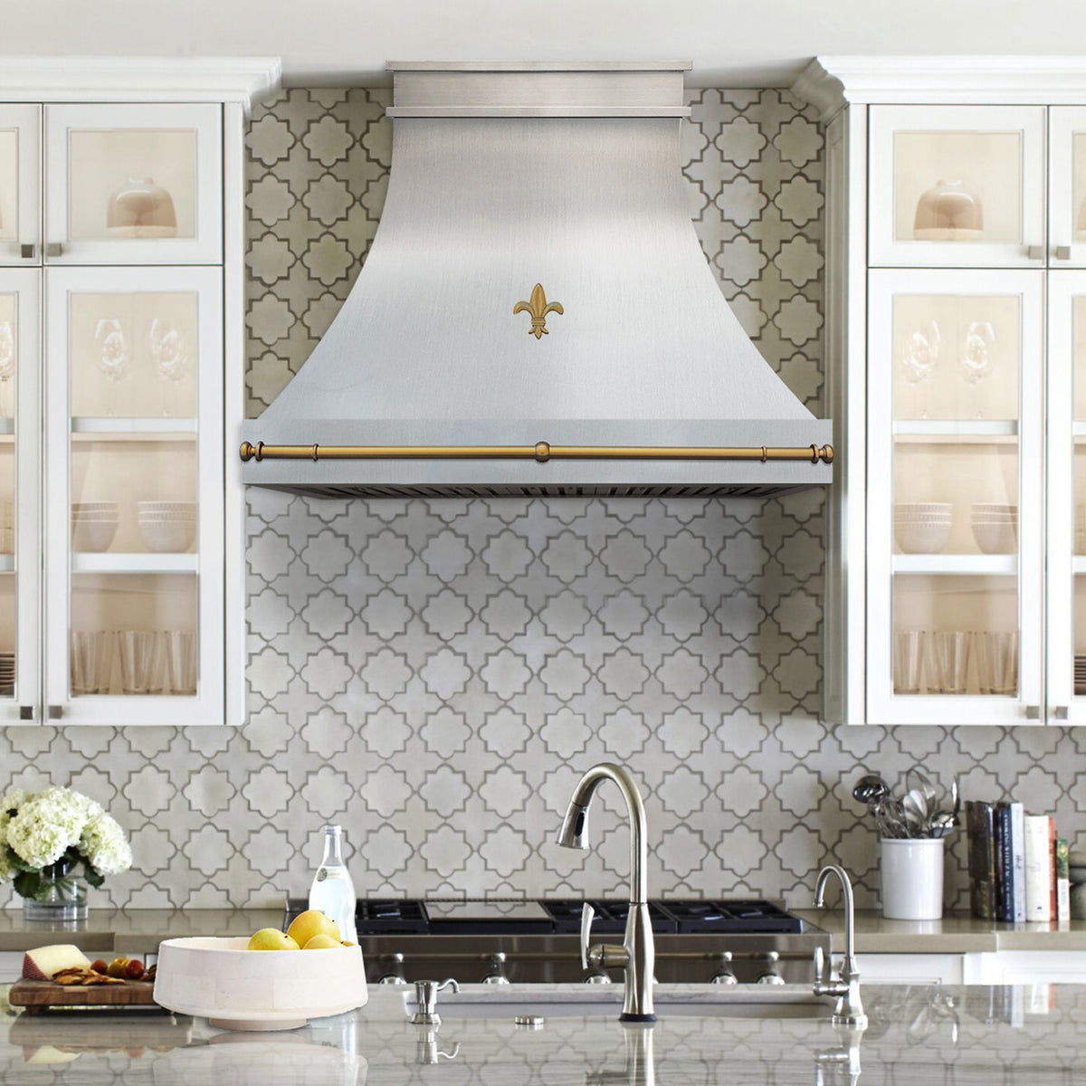 Fobest Decorative Custom Metal Hood with Fleur-de-lis FSS-417-Stainless Steel Range Hood-Fobest