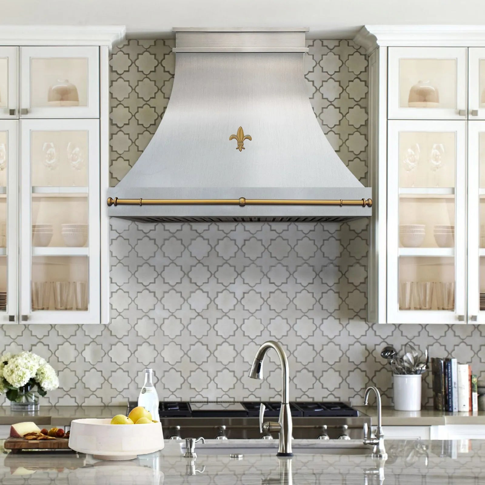 Fobest Decorative Custom Metal Hood with Fleur-de-lis FSS-417-Stainless Steel Range Hood-Fobest