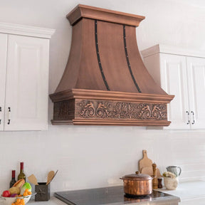 Fobest Farmhouse Kitchen Range Hood with Apron Design FCP-77-Copper Range Hood-Fobest