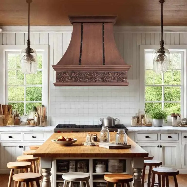 Fobest Farmhouse Kitchen Range Hood with Apron Design FCP-77-Copper Range Hood-Fobest