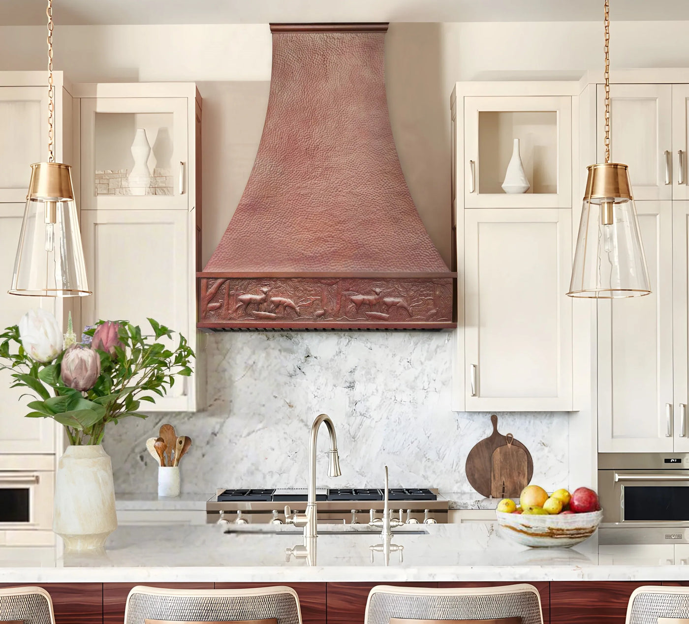 Fobest Fire Copper Stove Hood with Deer Apron-Copper Range Hood-Fobest