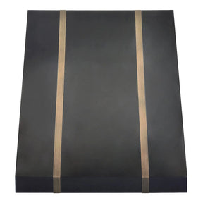 Fobest Flat Dark Zinc Vent Hood with Brass Straps FSS-420-Stainless Steel Range Hood-Fobest