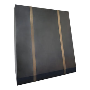 Fobest Flat Dark Zinc Vent Hood with Brass Straps FSS-420-Stainless Steel Range Hood-Fobest
