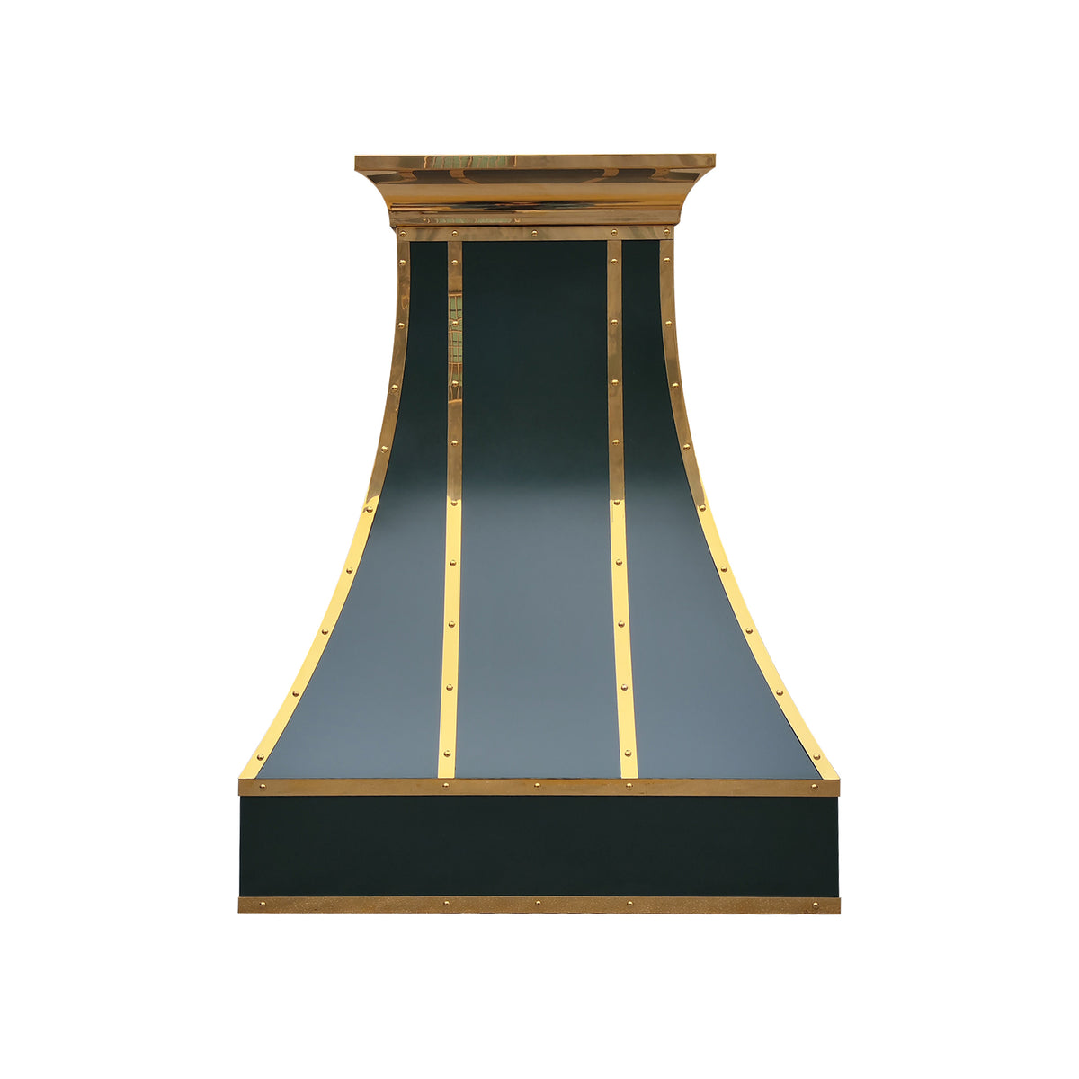 Fobest Green Stainless Steel Range Hood with Polished Brass Straps FSS-387-Stainless Steel Range Hood-Fobest