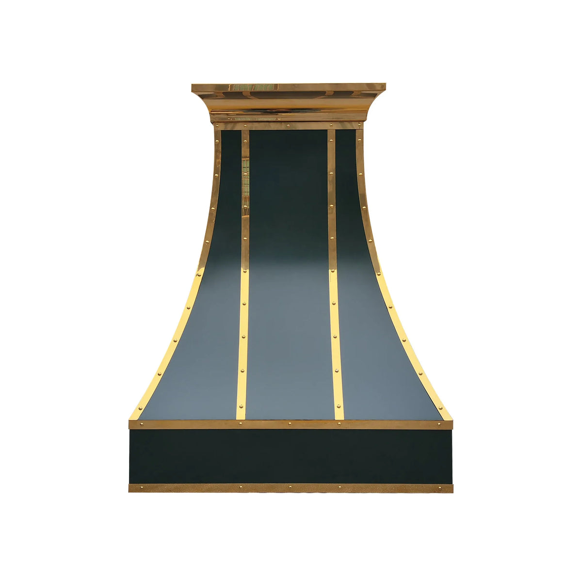 Fobest Green Stainless Steel Range Hood with Polished Brass Straps FSS-387-Stainless Steel Range Hood-Fobest