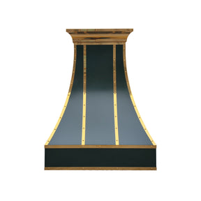 Fobest Green Stainless Steel Range Hood with Polished Brass Straps FSS-387-Stainless Steel Range Hood-Fobest