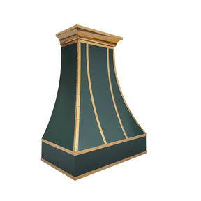 Fobest Green Stainless Steel Range Hood with Polished Brass Straps FSS-387-Stainless Steel Range Hood-Fobest