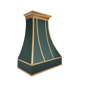Fobest Green Stainless Steel Range Hood with Polished Brass Straps FSS-387-Stainless Steel Range Hood-Fobest