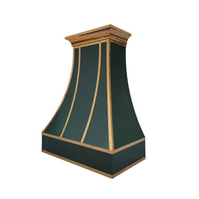 Fobest Green Stainless Steel Range Hood with Polished Brass Straps FSS-387-Stainless Steel Range Hood-Fobest