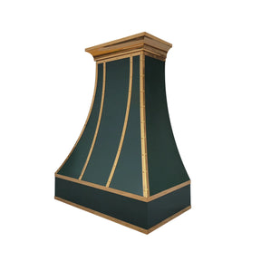 Fobest Green Stainless Steel Range Hood with Polished Brass Straps FSS-387-Stainless Steel Range Hood-Fobest