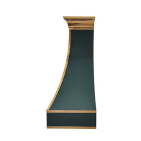 Fobest Green Stainless Steel Range Hood with Polished Brass Straps FSS-387-Stainless Steel Range Hood-Fobest