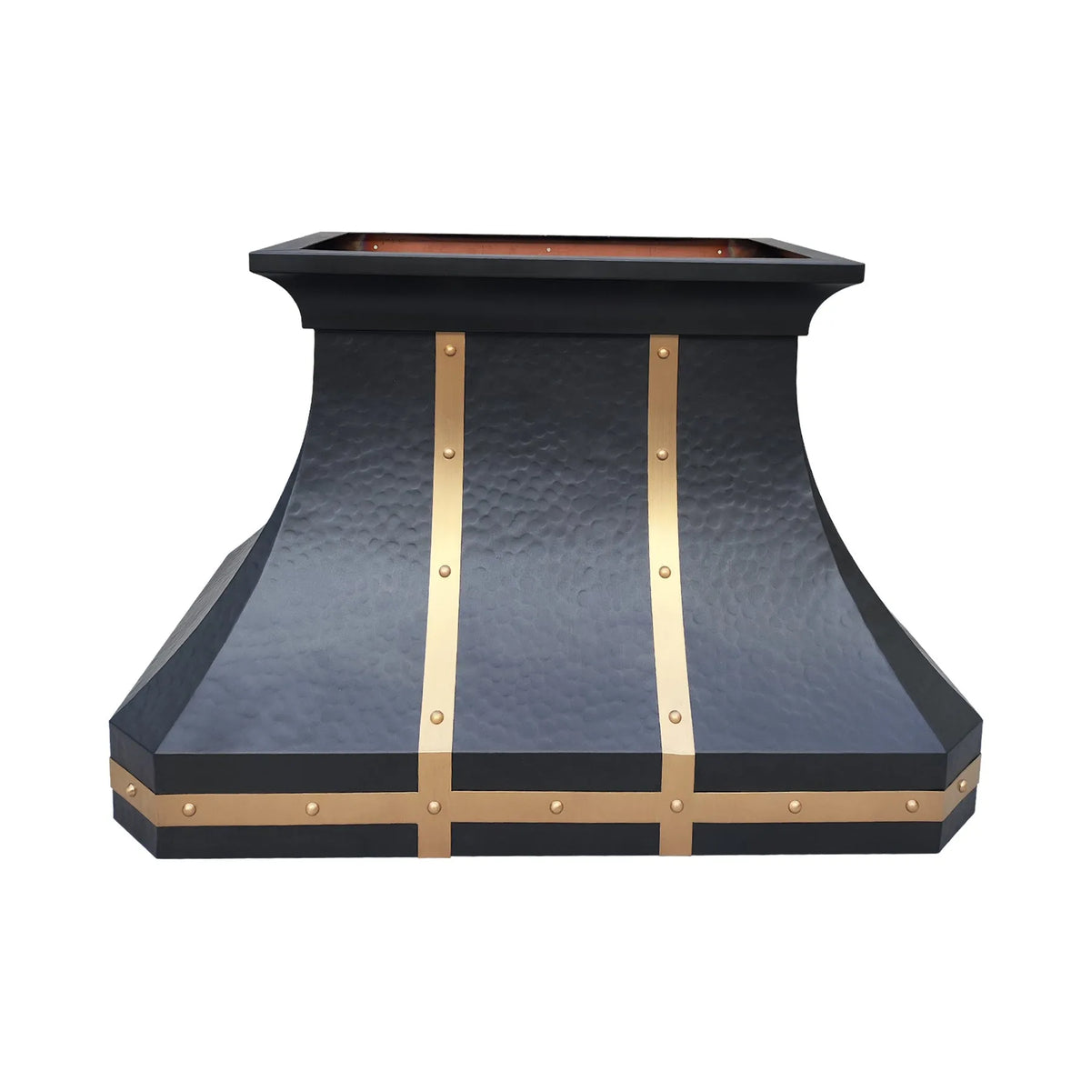Fobest Hammered Copper Range Hood with Brass Accent FCP-216-Copper Range Hood-Fobest