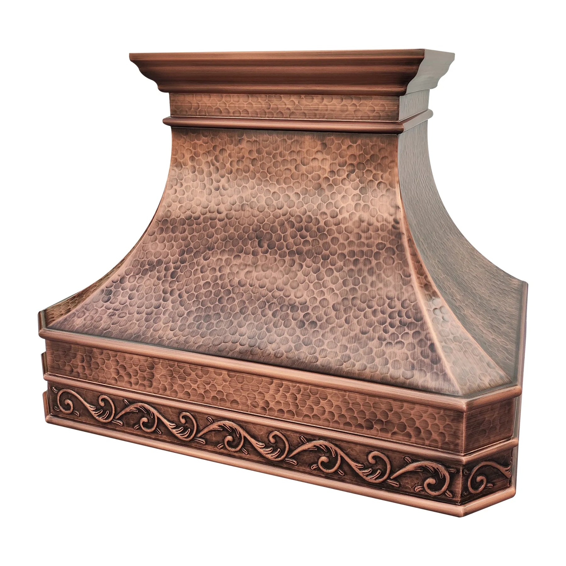 Fobest Hammered Copper Range Hood with Decorative Trim FCP-300