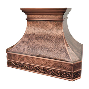 Fobest Hammered Copper Range Hood with Decorative Trim FCP-300