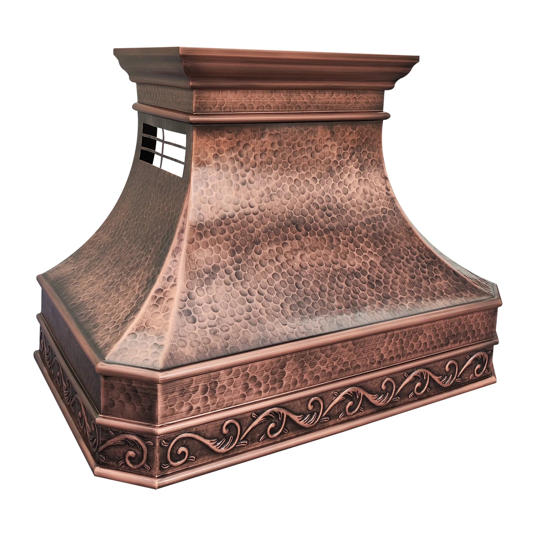 Fobest Hammered Copper Range Hood with Decorative Trim FCP-300