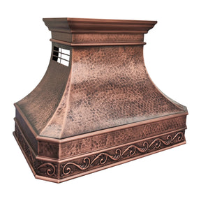Fobest Hammered Copper Range Hood with Decorative Trim FCP-300