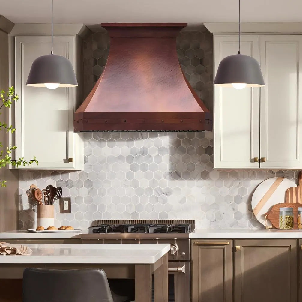 Fobest Hammered Copper Range Hood with Fire Finish FCP-255-Copper Range Hood-Fobest