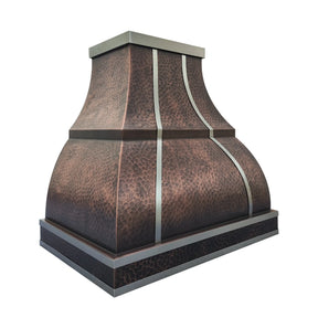 Fobest Hammered Copper Range Hood with Stainless Steel Straps-FCP-287-Copper Range Hood-Fobest