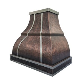 Fobest Hammered Copper Range Hood with Stainless Steel Straps-FCP-287-Copper Range Hood-Fobest