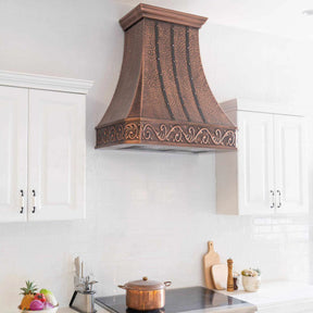 Fobest Hammered Copper Range Hood with Three Straps- FCP-104-Copper Range Hood-Fobest