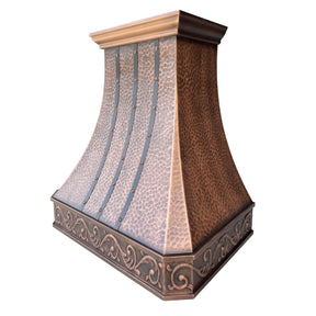Fobest Hammered Copper Range Hood with Three Straps- FCP-104-Copper Range Hood-Fobest