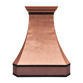 Fobest Hammered Copper Vent Hood with Dark Rivet Bands FCP-293