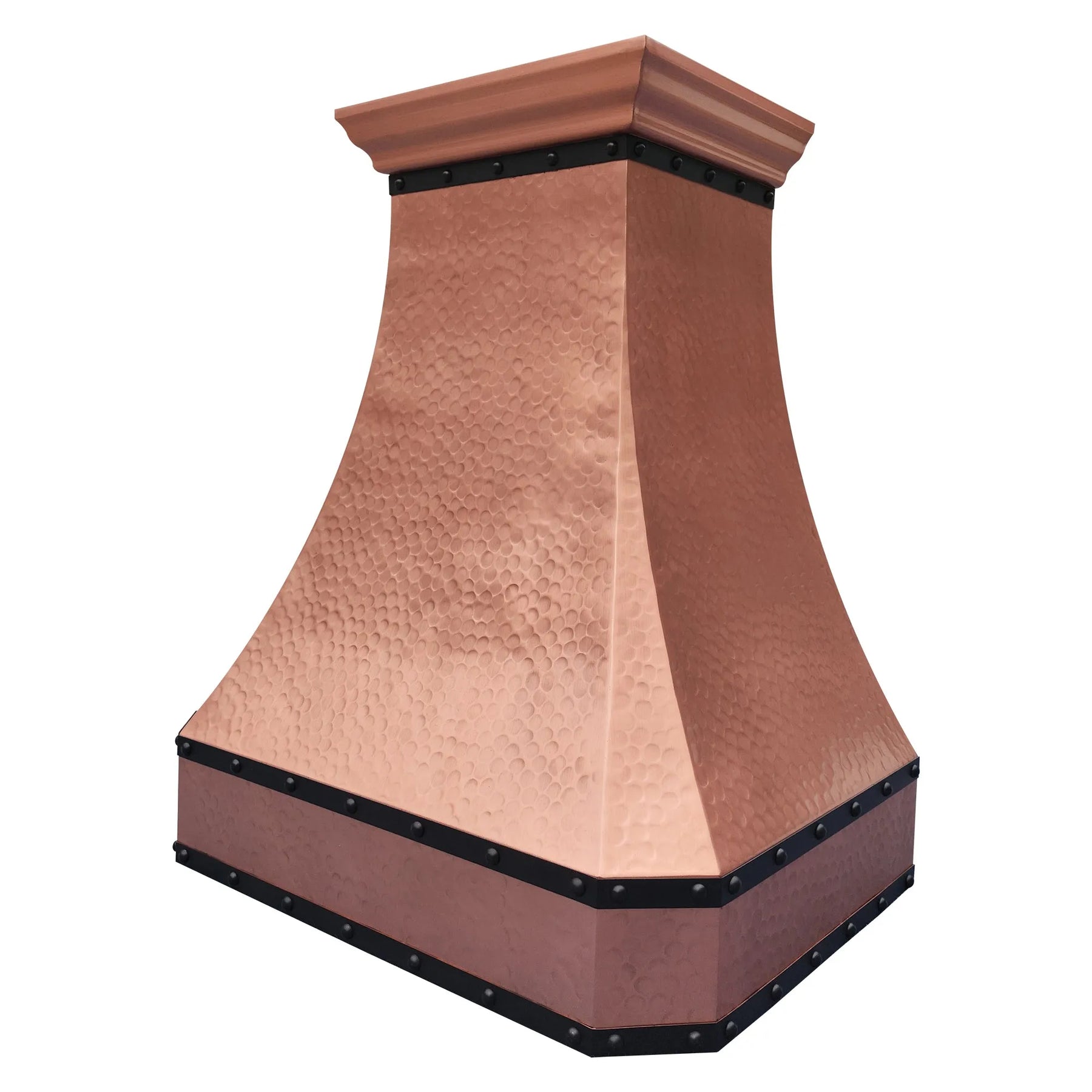 Fobest Hammered Copper Vent Hood with Dark Rivet Bands FCP-293