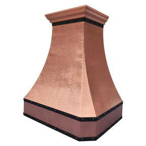 Fobest Hammered Copper Vent Hood with Dark Rivet Bands FCP-293