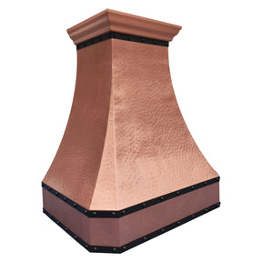Fobest Hammered Copper Vent Hood with Dark Rivet Bands FCP-293