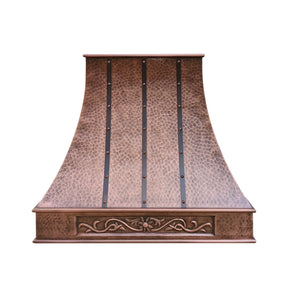 Fobest Hand Hammered Copper Range Hood with Carved Apron FCP-253-Copper Range Hood-Fobest