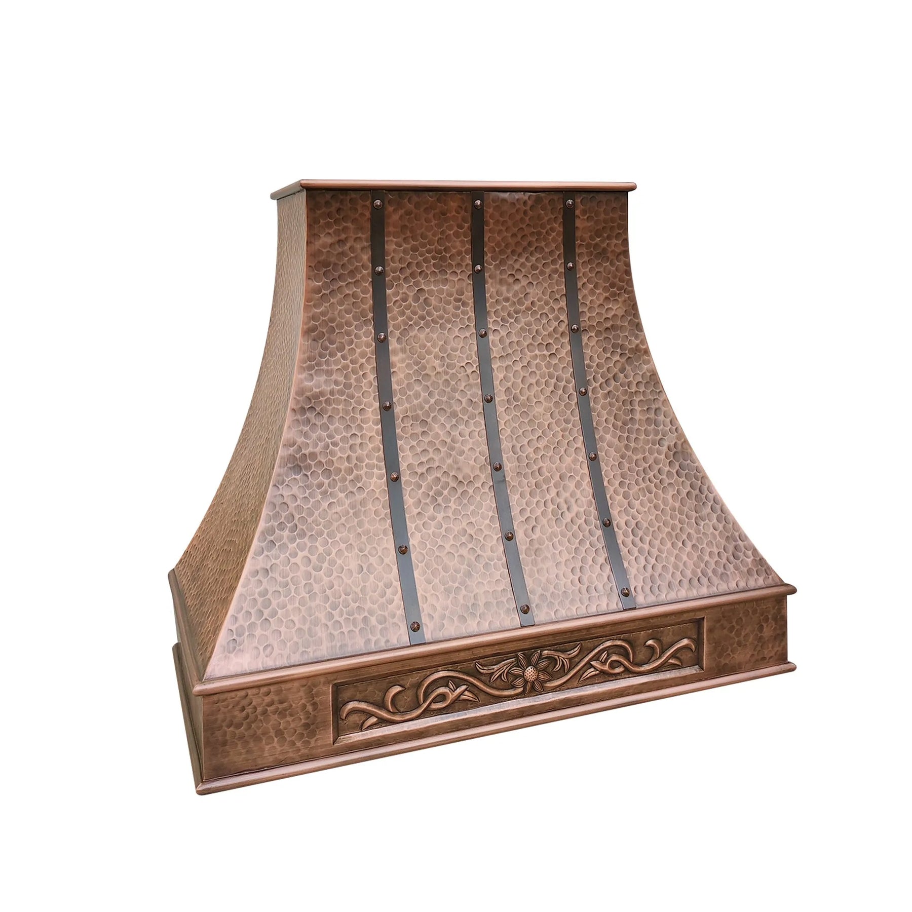 Fobest Hand Hammered Copper Range Hood with Carved Apron FCP-253-Copper Range Hood-Fobest