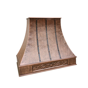 Fobest Hand Hammered Copper Range Hood with Carved Apron FCP-253-Copper Range Hood-Fobest