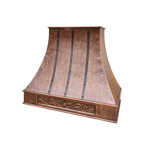 Fobest Hand Hammered Copper Range Hood with Carved Apron FCP-253-Copper Range Hood-Fobest
