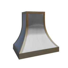 Fobest Handcrafted Stainless Steel Range Hood with Brass Band FSS-94-Stainless Steel Range Hood-Fobest