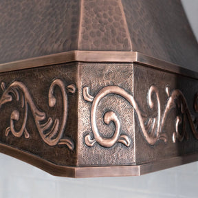 Fobest Custom Copper Range Hood with Farmhouse Bottom Arched Design 