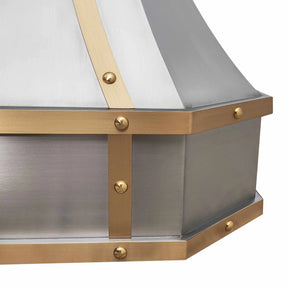 Fobest Industrial Stainless Steel Range Hood with Brass Trims FSS-208-Stainless Steel Range Hood-Fobest
