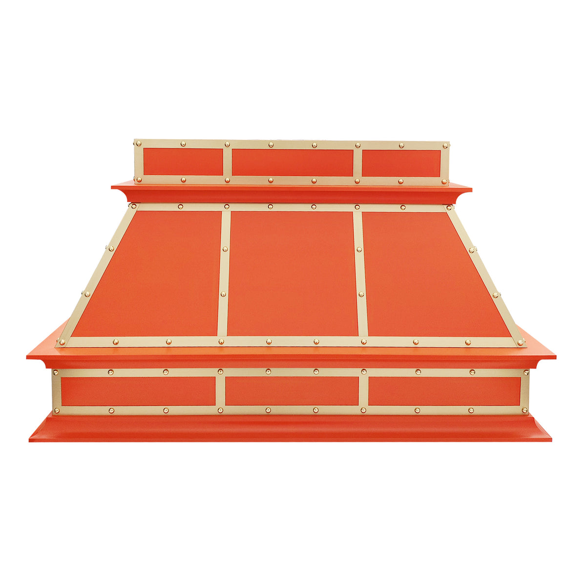 Fobest Island Range Hood Orange Finish with Brass Trim FSS-397-Stainless Steel Range Hood-Fobest