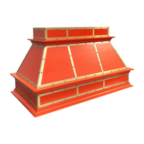 Fobest Island Range Hood Orange Finish with Brass Trim FSS-397-Stainless Steel Range Hood-Fobest
