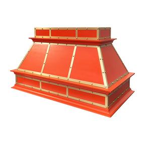 Fobest Island Range Hood Orange Finish with Brass Trim FSS-397-Stainless Steel Range Hood-Fobest