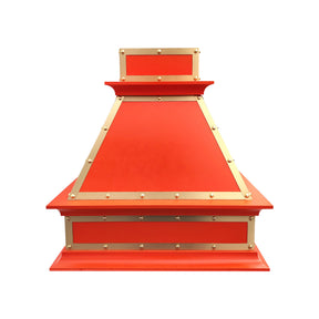 Fobest Island Range Hood Orange Finish with Brass Trim FSS-397-Stainless Steel Range Hood-Fobest