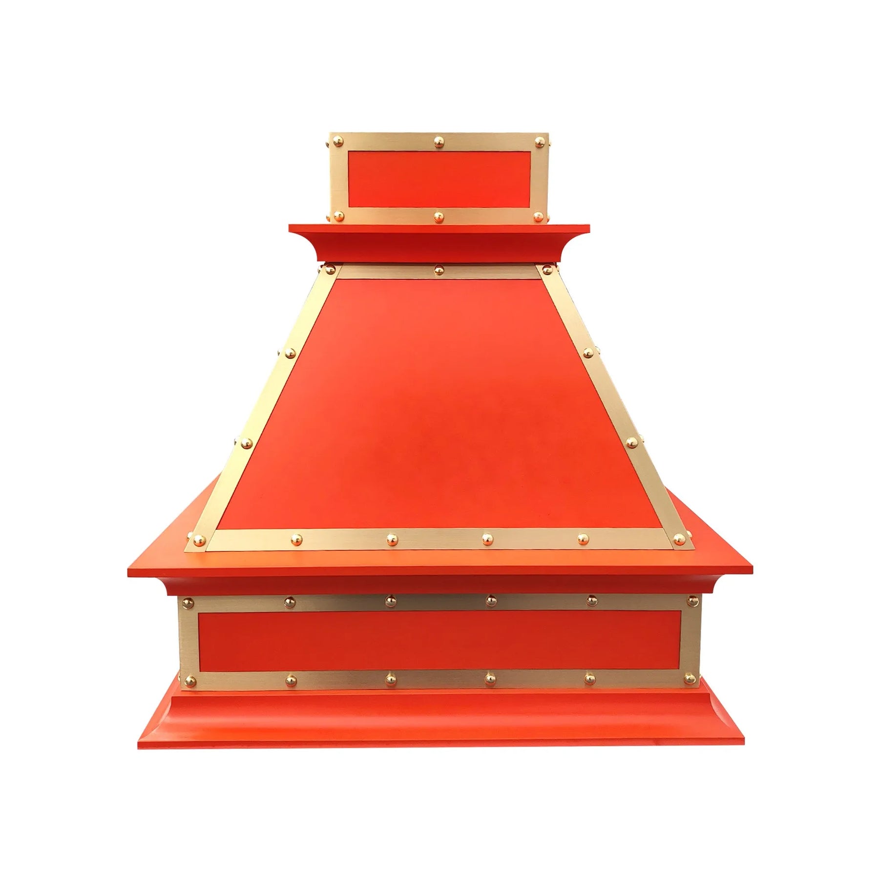 Fobest Island Range Hood Orange Finish with Brass Trim FSS-397-Stainless Steel Range Hood-Fobest