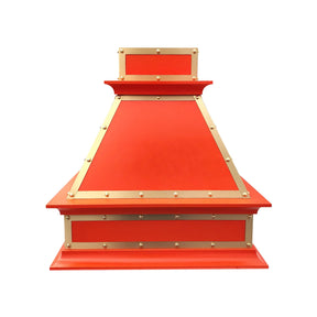 Fobest Island Range Hood Orange Finish with Brass Trim FSS-397-Stainless Steel Range Hood-Fobest