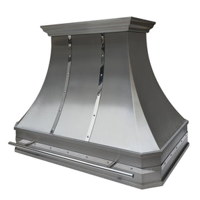 Fobest Island Range Hood with Polished Straps FSS-368-Stainless Steel Range Hood-Fobest