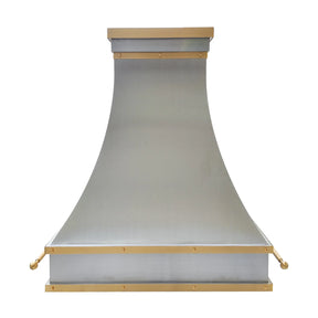 Fobest Island Stainless Steel Kitchen Hood with Brass Trim and Pot Rail FSS-413-Stainless Steel Range Hood-Fobest