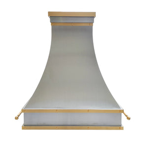 Fobest Island Stainless Steel Kitchen Hood with Brass Trim and Pot Rail FSS-413-Stainless Steel Range Hood-Fobest